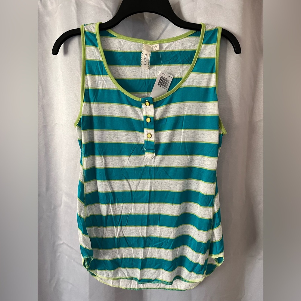 Robin-K Striped Henley Tank Top